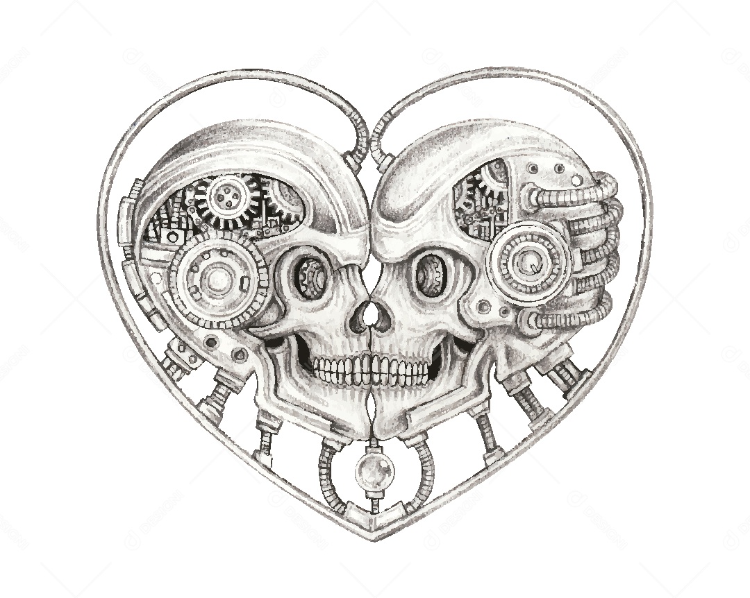 Desenho de Caveira Feito a Mão Vetor EPS