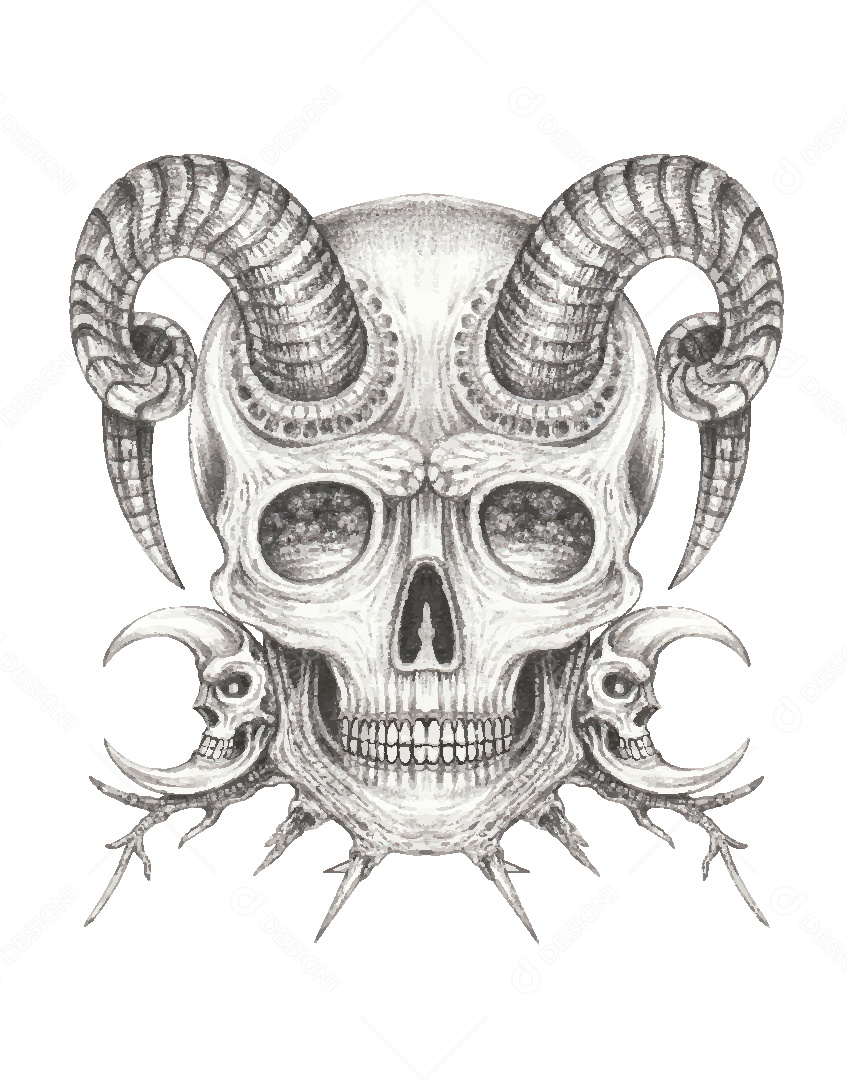 Desenho de Caveira Feito a Mão Vetor EPS