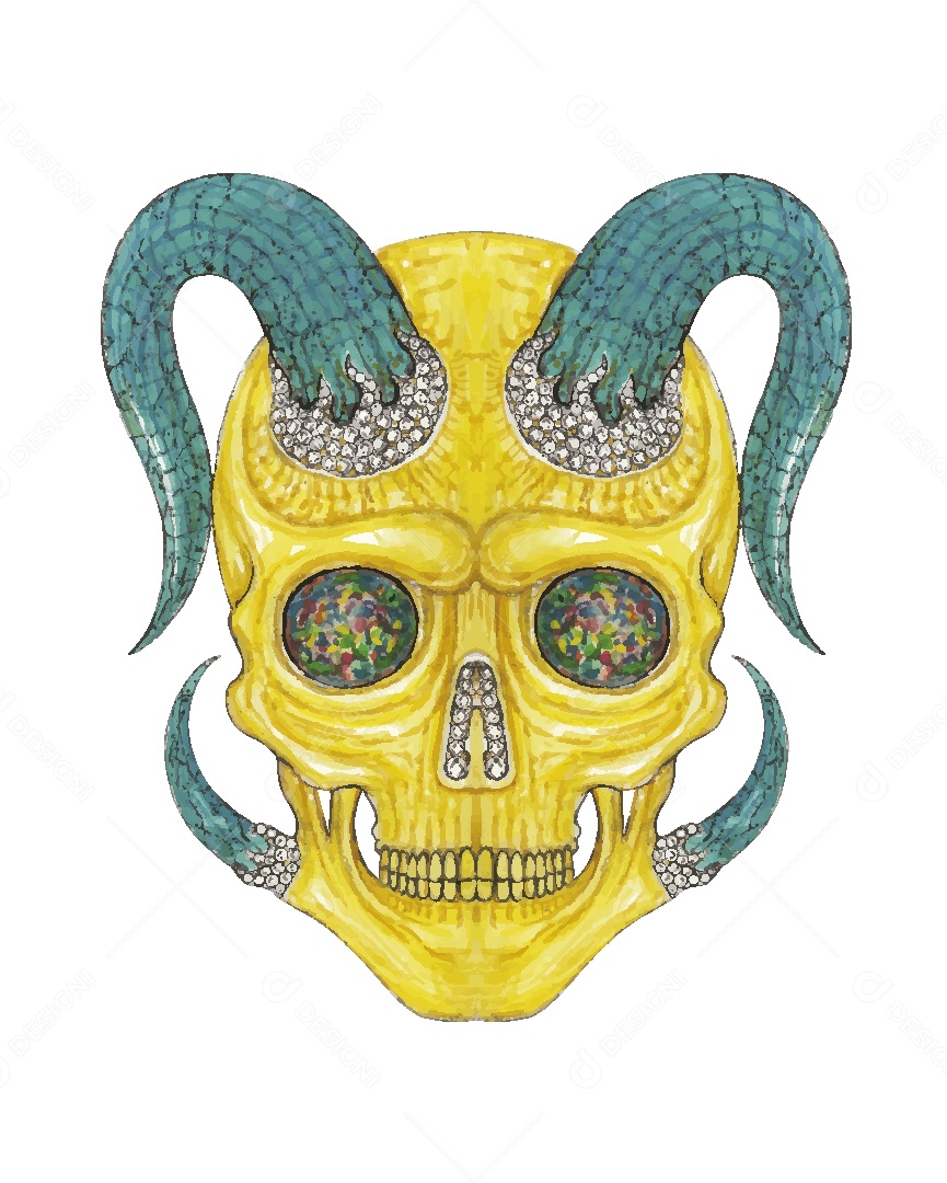 Desenho de Caveira Feito a Mão Vetor EPS