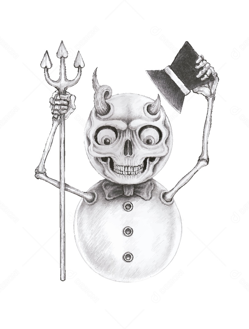 Desenho de Caveira Feito a Mão Vetor EPS