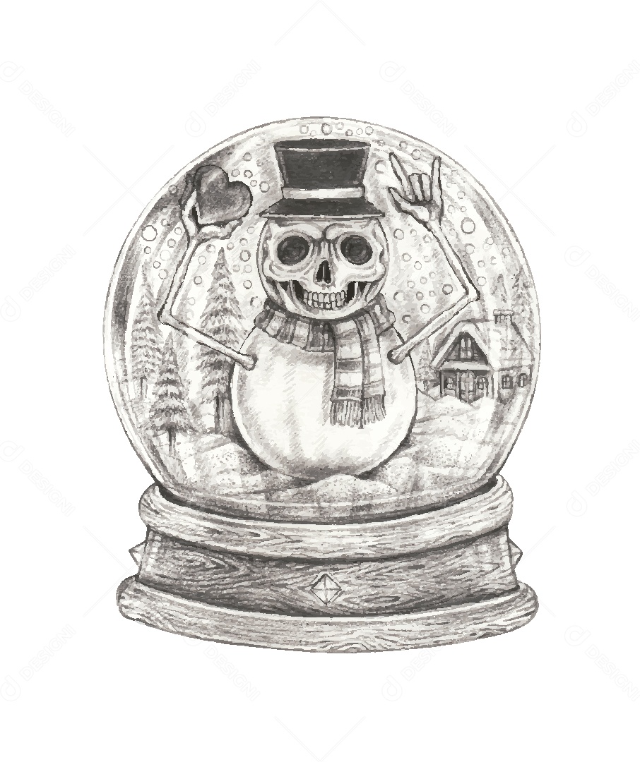 Desenho de Caveira Feito a Mão Vetor EPS