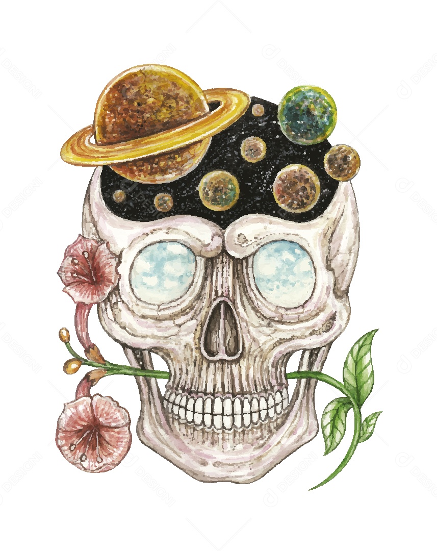 Desenho de Caveira Feito a Mão Vetor EPS