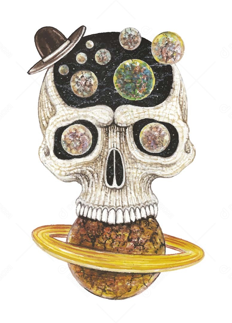 Desenho de Caveira Feito a Mão Vetor EPS