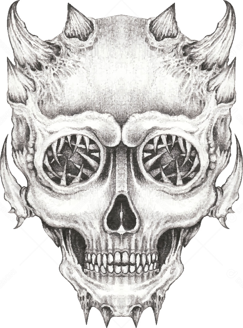 Desenho de Caveira Feito a Mão Vetor EPS
