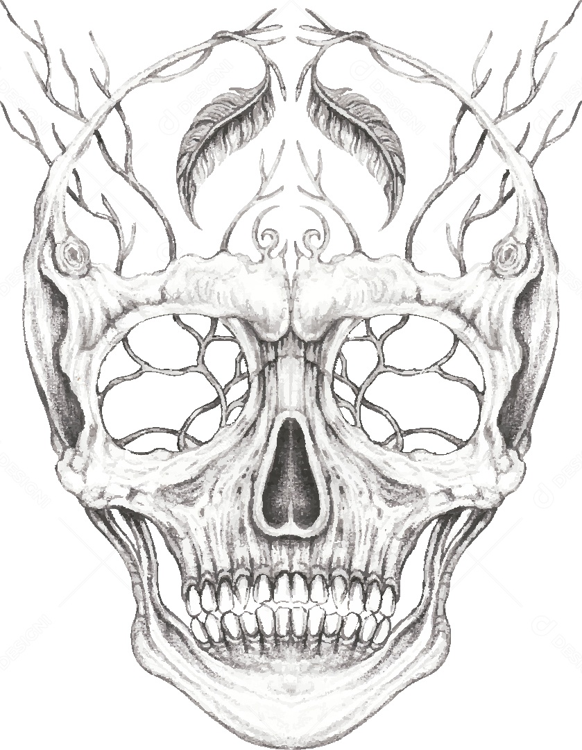 Desenho de Caveira Feito a Mão Vetor EPS