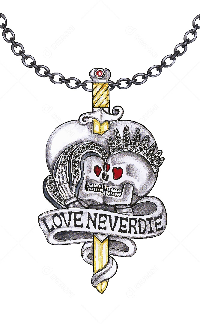 Desenho de Colar de Caveira Feito a Mão Vetor EPS