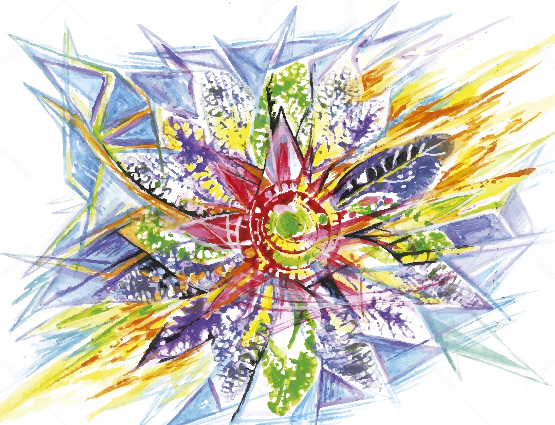 Flores em Aquarela Ilustração Vetor EPS