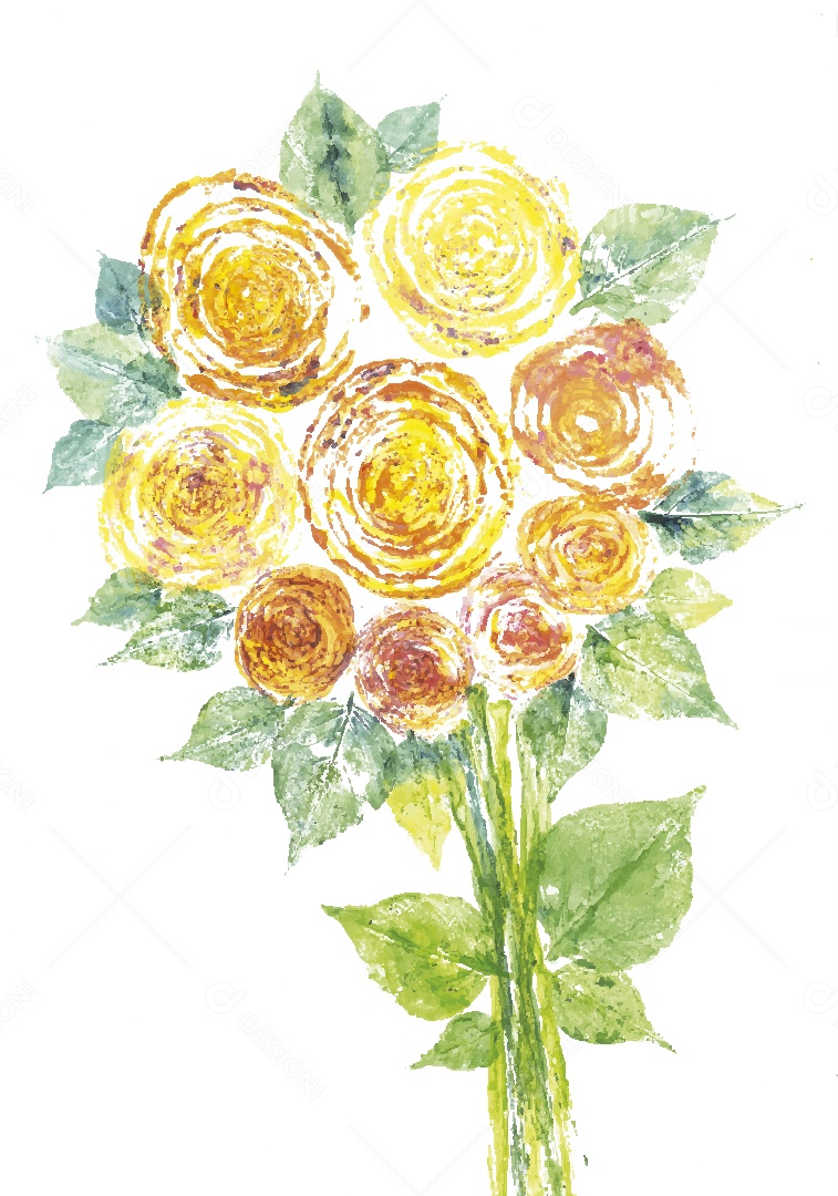 Flores em Aquarela Ilustração Vetor EPS