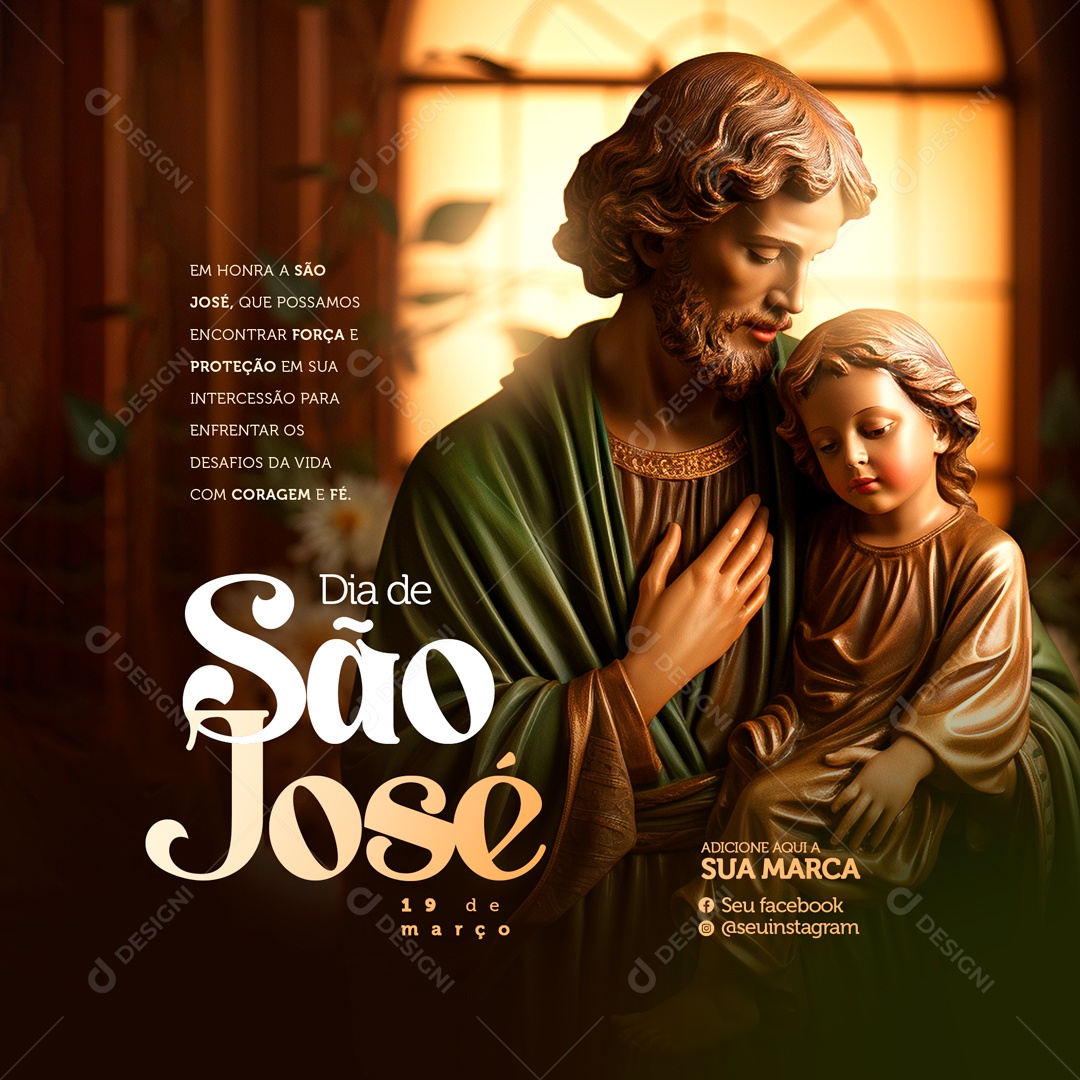 Dia de São José 19 de Março que Possamos Encontrar Força e Proteção Social Media PSD Editável