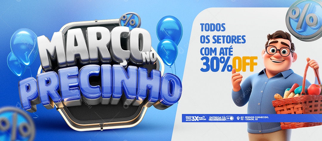 Banner Março no Precinho em todos os Setores Social Media PSD Editável