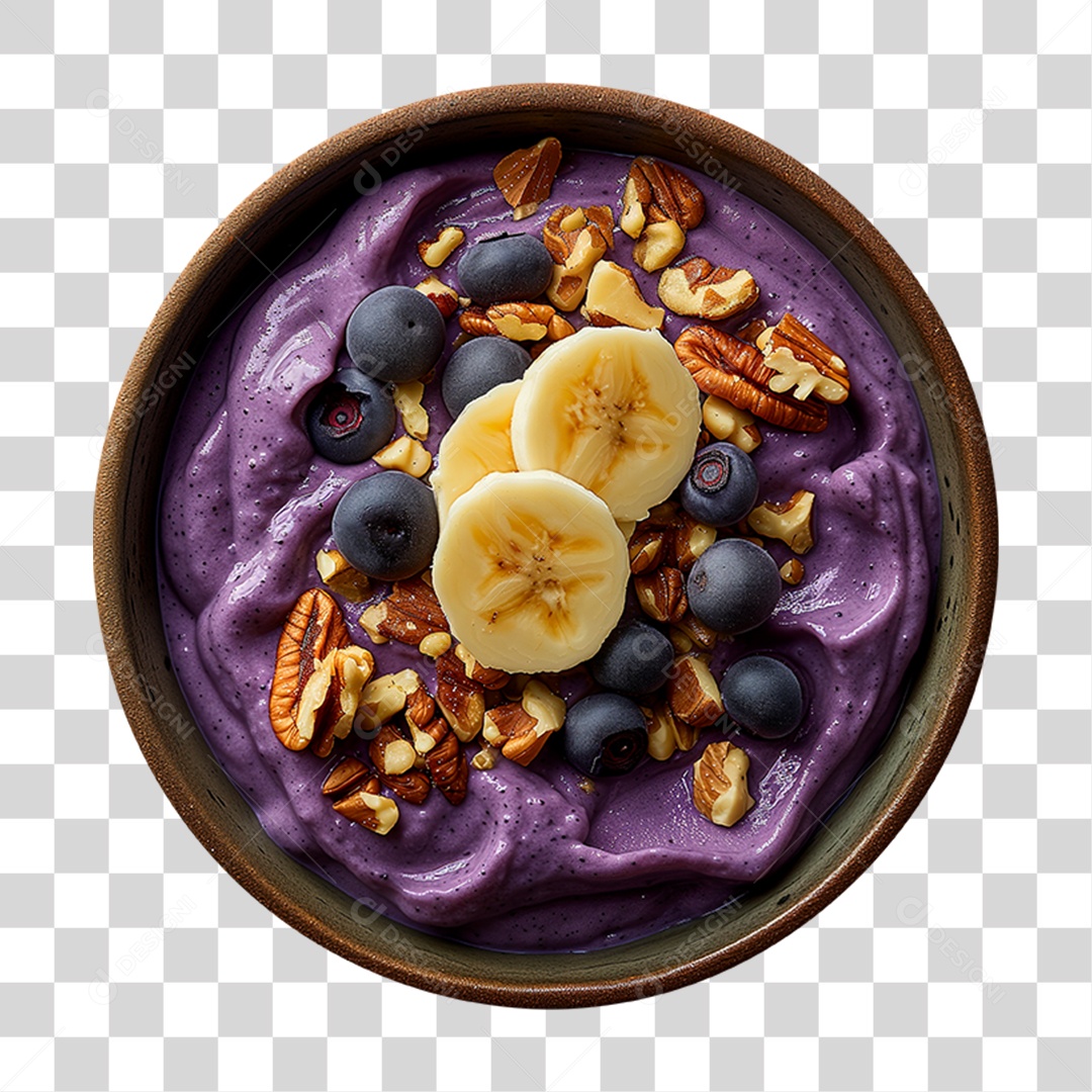 Pote de Açaí com Frutas PNG Transparente