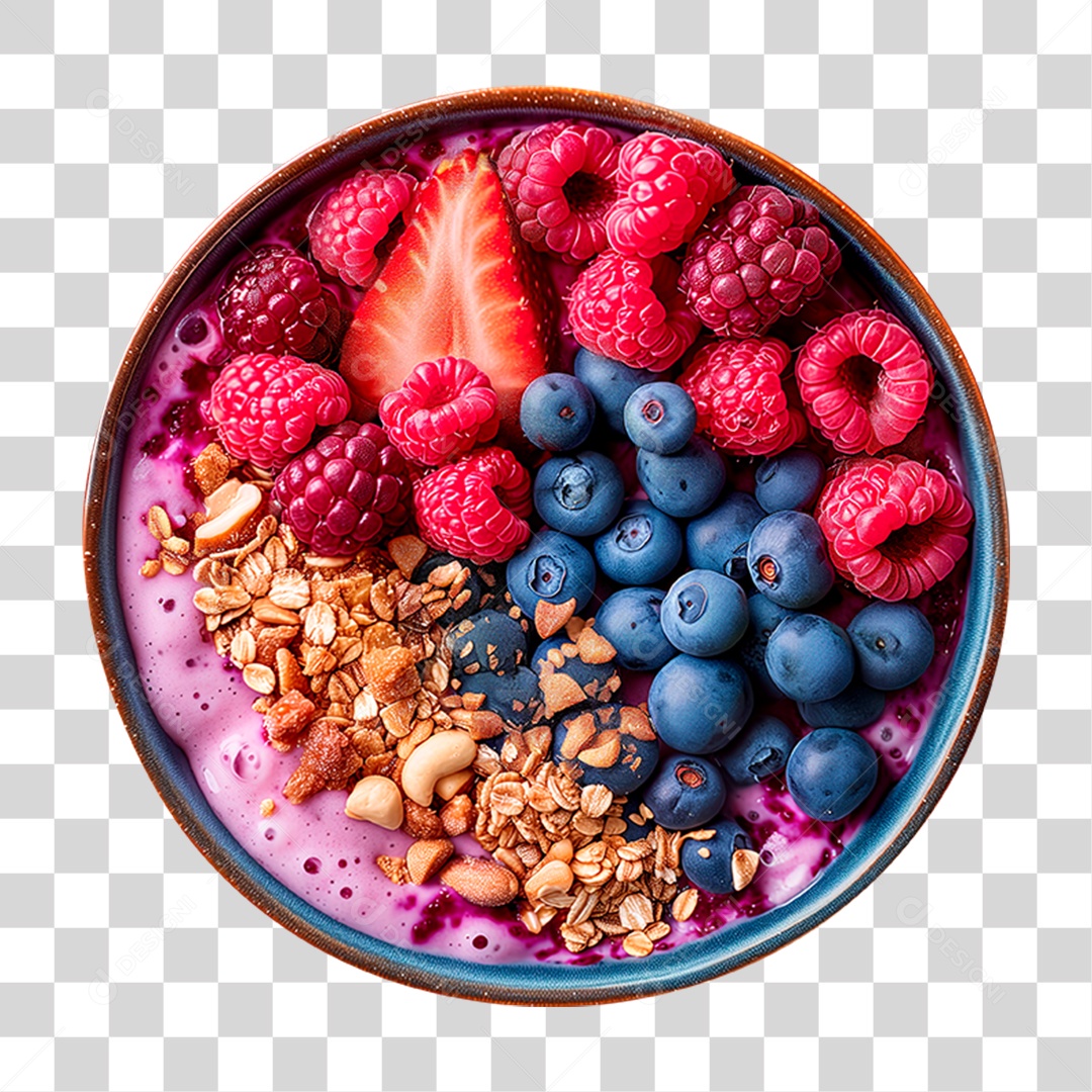 Pote de Açaí com Frutas PNG Transparente