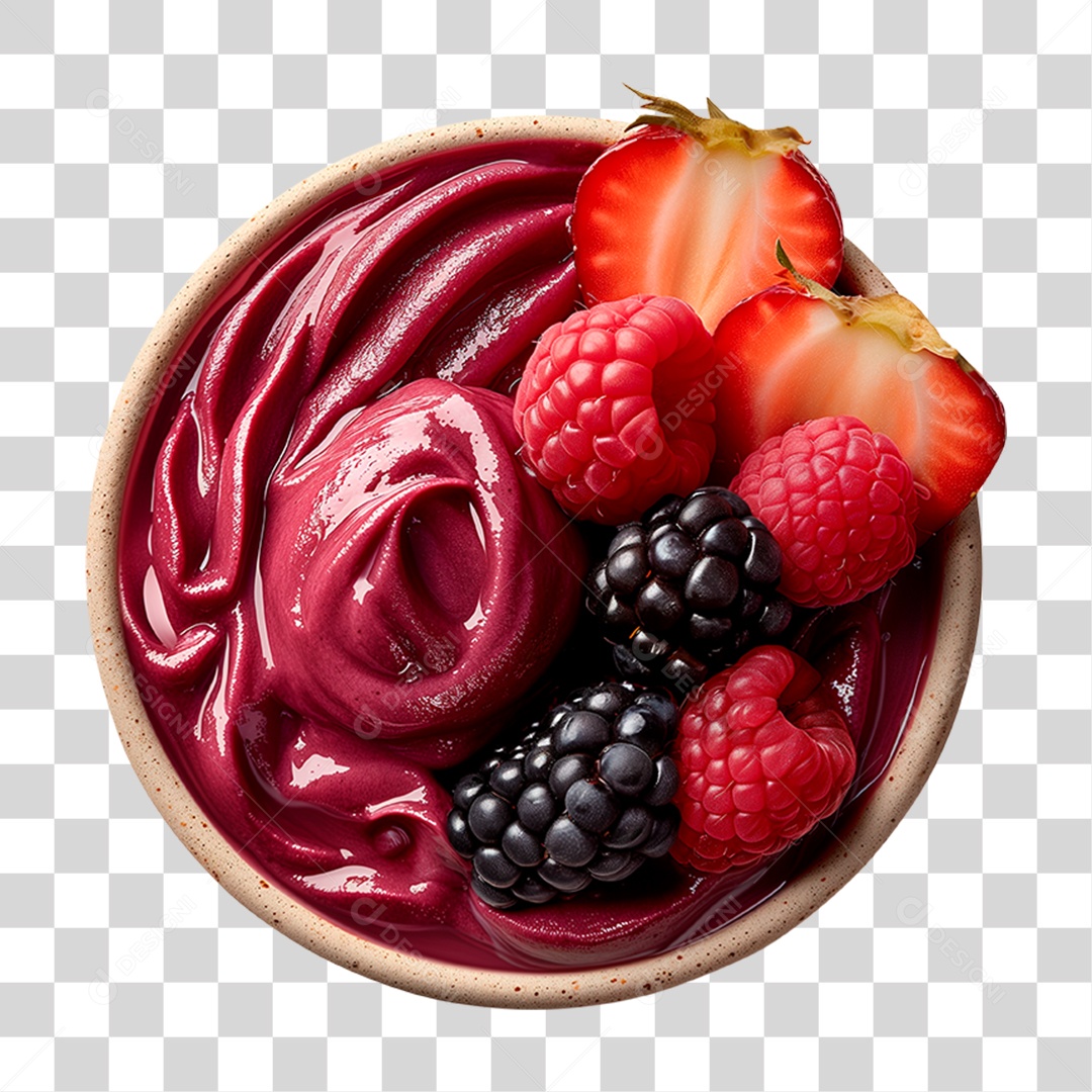 Pote de Açaí com Frutas PNG Transparente