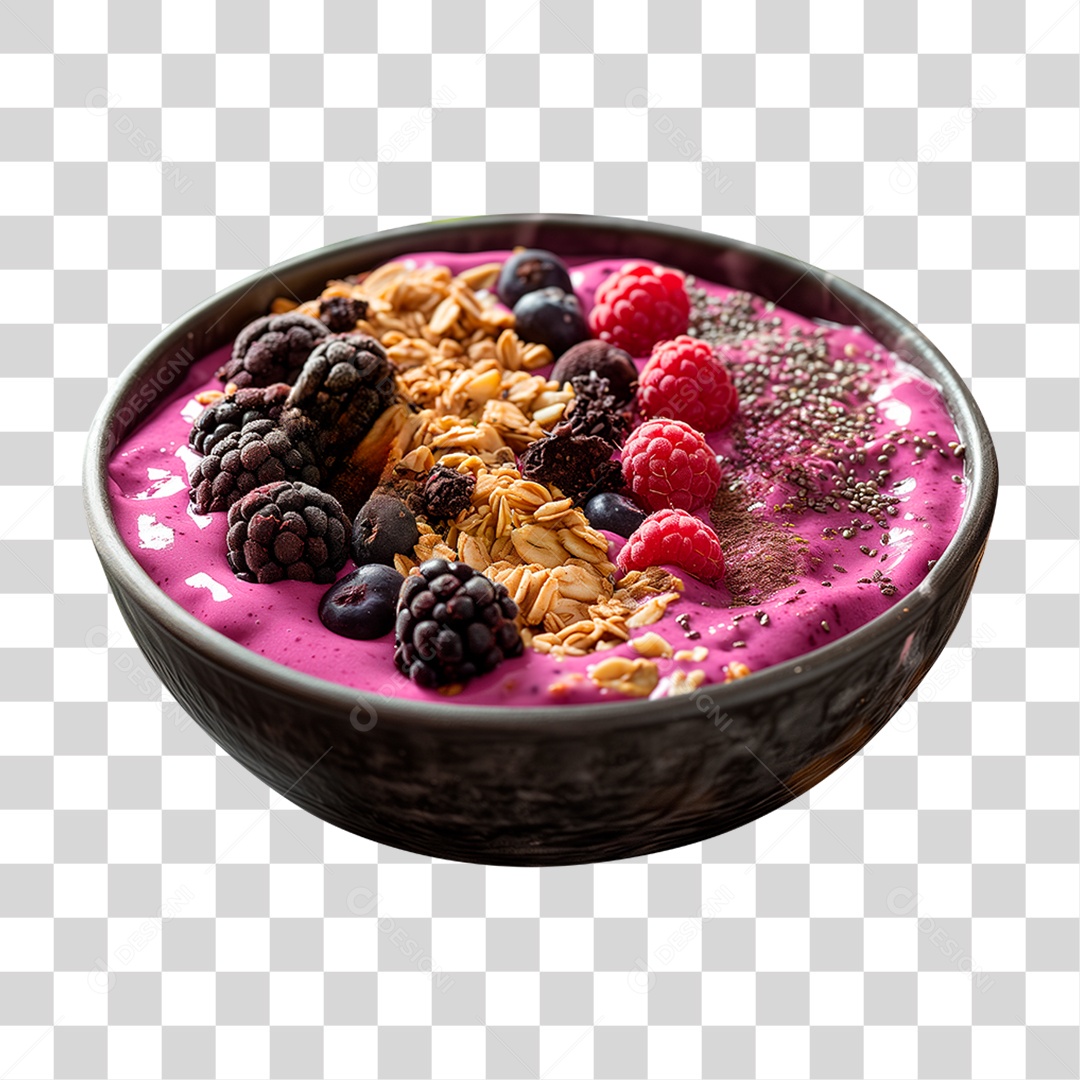 Pote de Açaí com Frutas PNG Transparente
