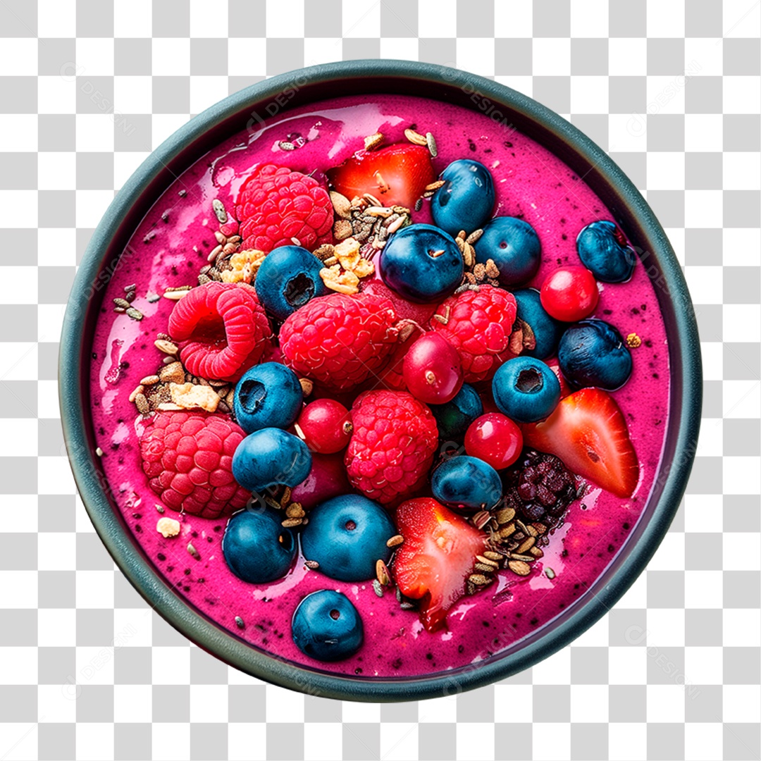 Pote de Açaí com Frutas PNG Transparente