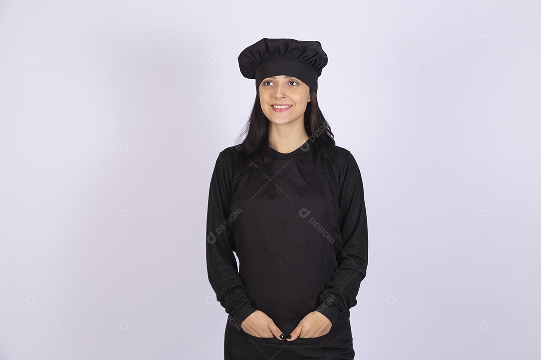 Linda mulher jovem chefe de cozinha