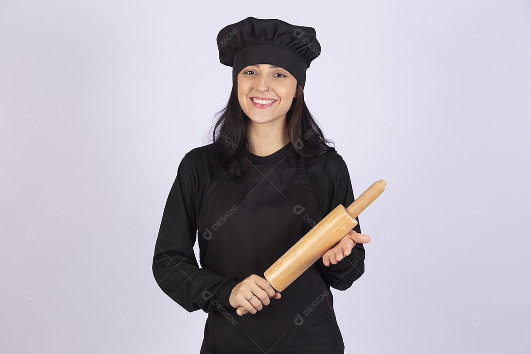 Linda mulher jovem chefe de cozinha