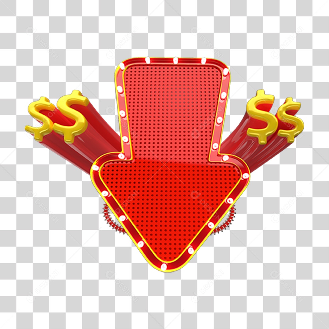 Elemento 3D Seta Para Baixo PNG Transparente