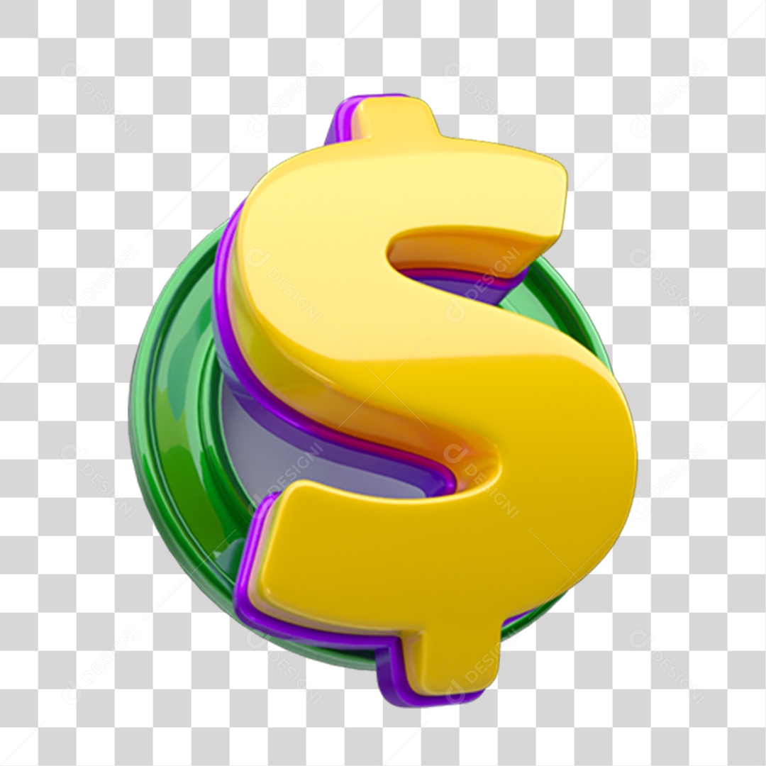 Elemento 3D Cifrão Dinheiro Para Composição PNG Transparente