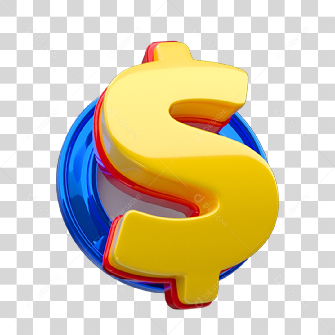 Elemento 3D Cifrão Dinheiro Para Composição PNG Transparente