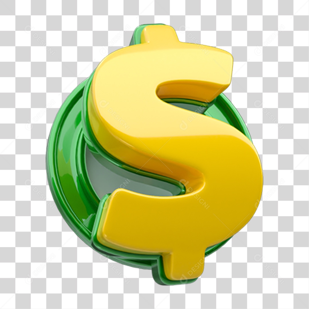 Elemento 3D Cifrão Dinheiro Para Composição PNG Transparente