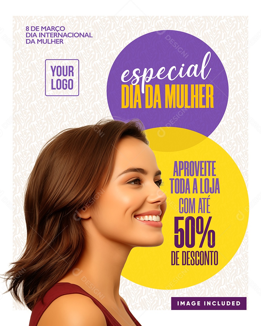 Especial Dia da Mulher Aproveite toda Loja com Desconto Social Media PSD Editável