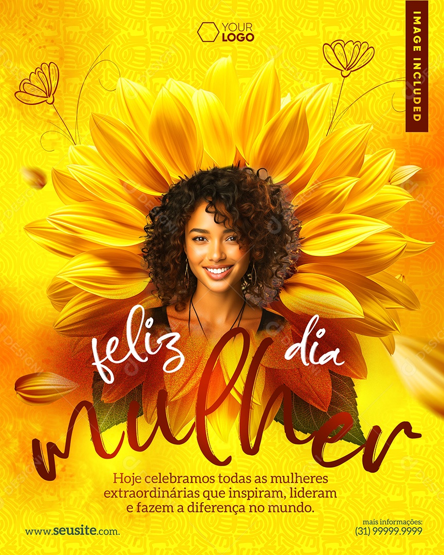 Dia Internacional das Mulheres 8 de Março Extraordinária que Inspiram Lideram Social Media PSD Editável