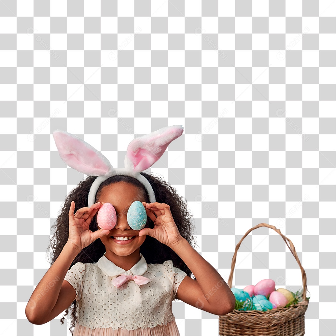 Menina com Cesta de Chocolate PNG Transparente