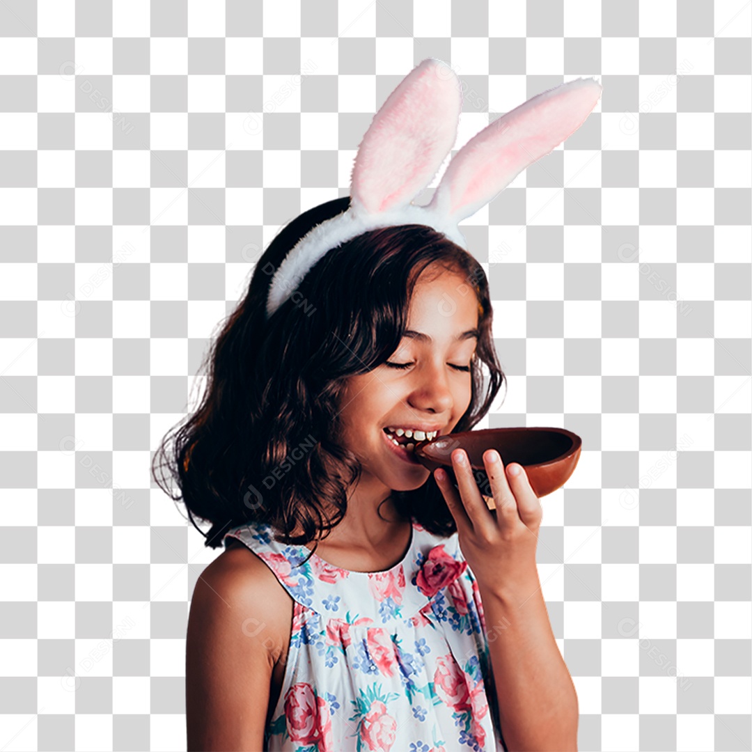Menina com Orelha de Coelho PNG Transparente