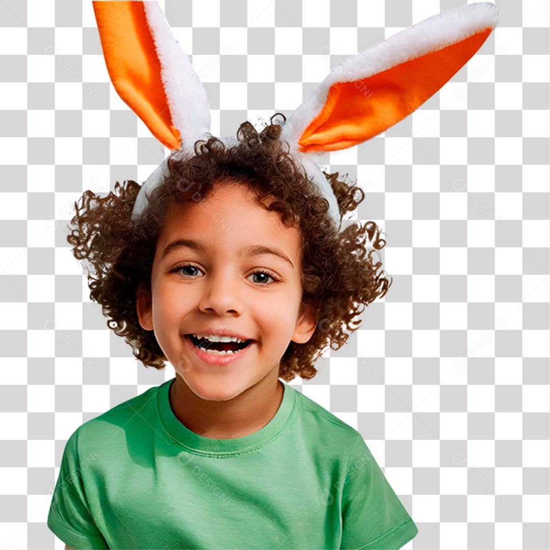 Menino com Orelha de Coelho PNG Transparente
