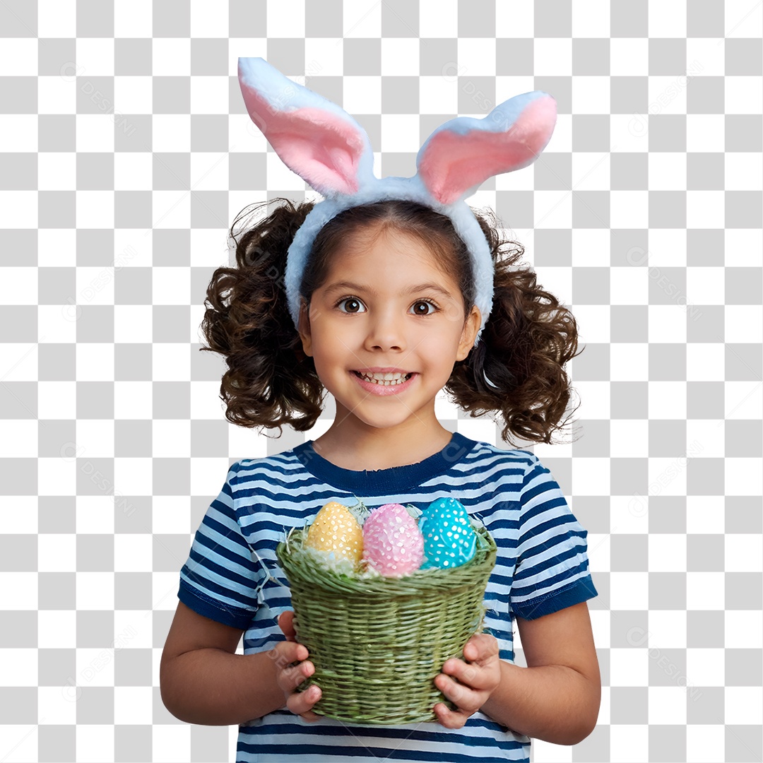 Menina com Cesta de Chocolate PNG Transparente