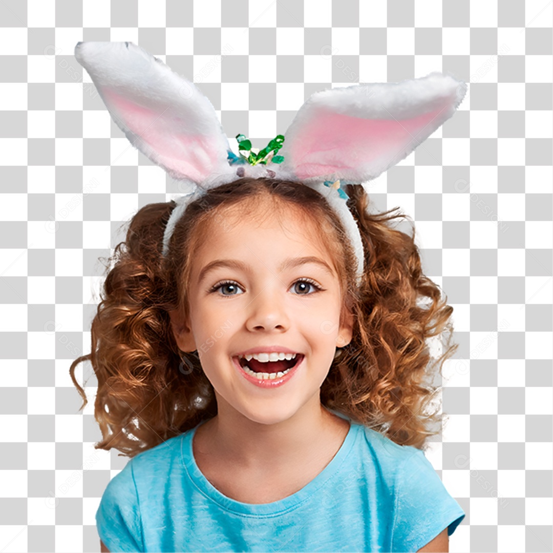 Menina com Orelha de Coelho PNG Transparente