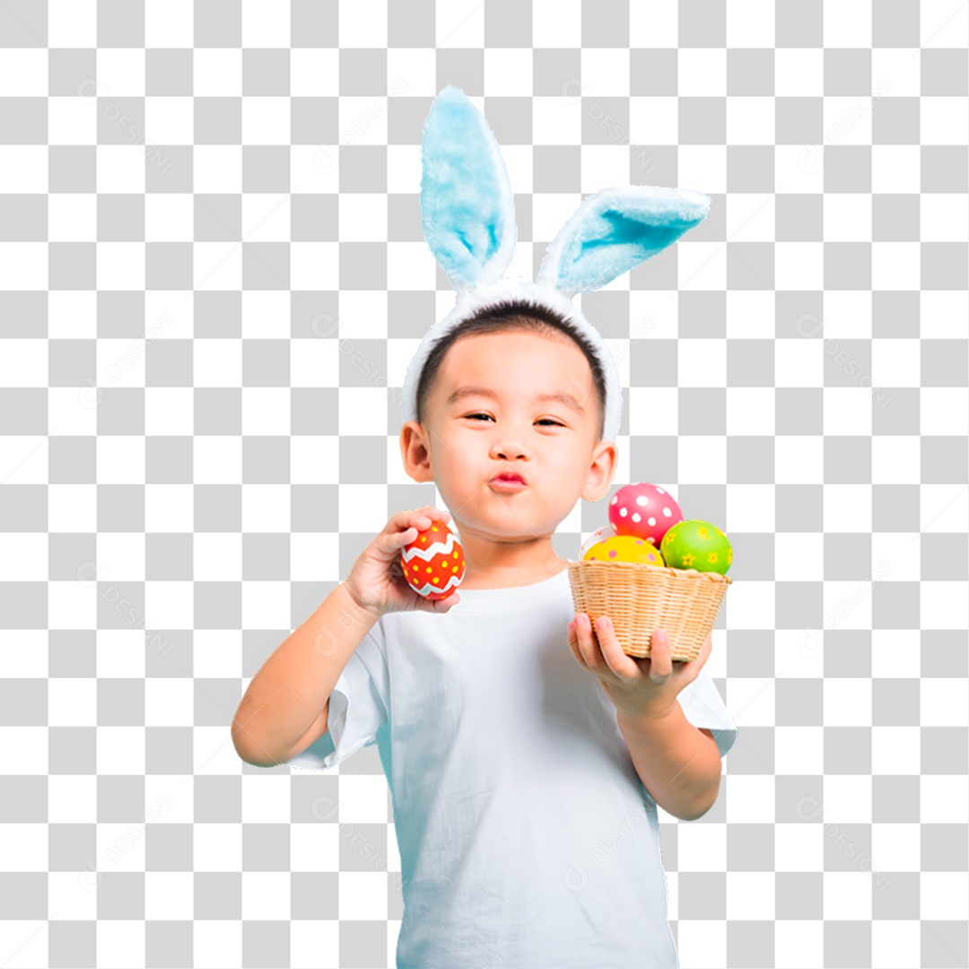 Menino com Cesta de Chocolate PNG Transparente