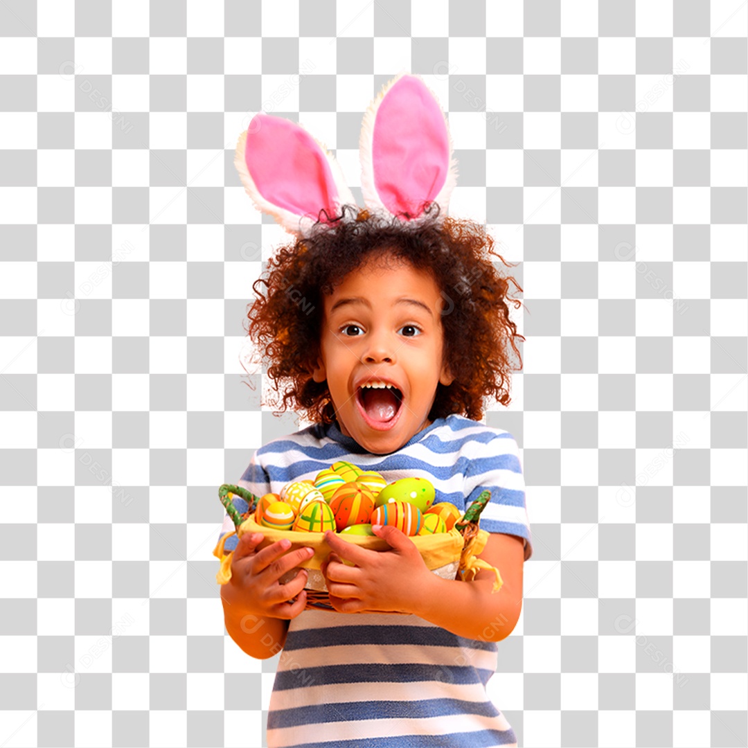 Menino com Cesta de Chocolate PNG Transparente