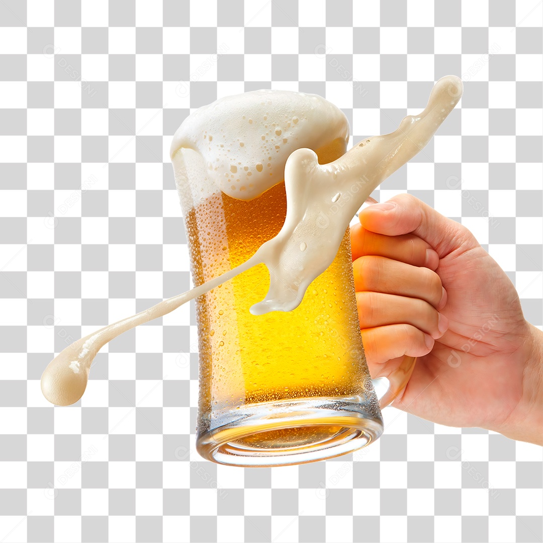 Mão Segurando Caneca de Cerveja PNG Transparente
