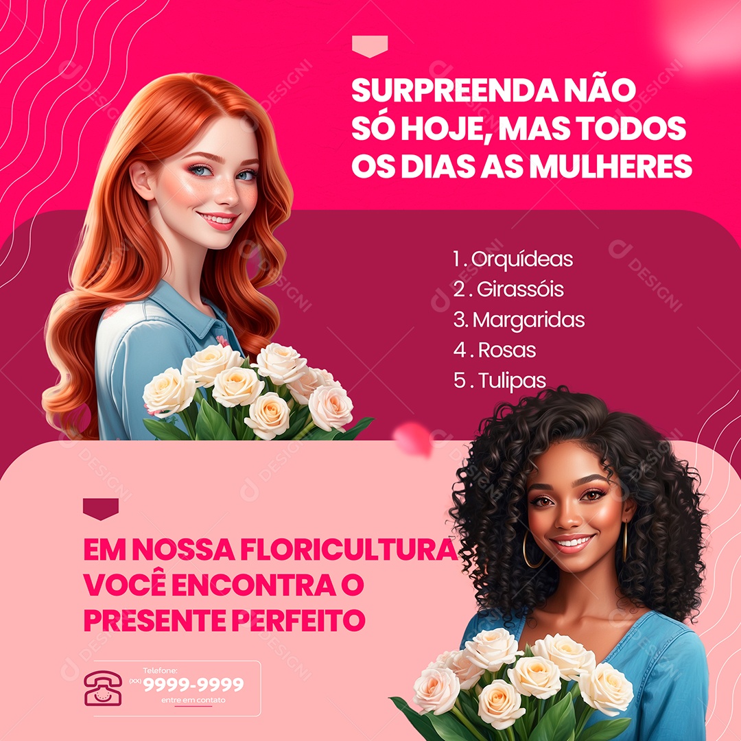 Dia Internacional das Mulheres Surpreenda não só hoje Social Media PSD Editável