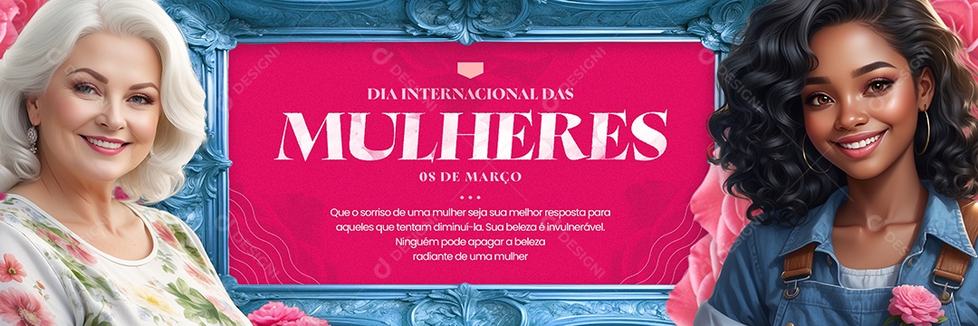 Carrossel Dia Internacional das Mulheres Sua beleza é invulnerável Social Media PSD Editável