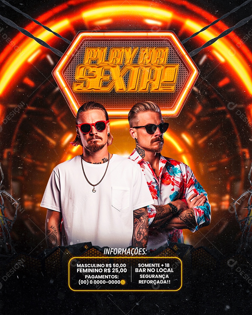 Flyer Play na Sexta show Social Media PSD Editável