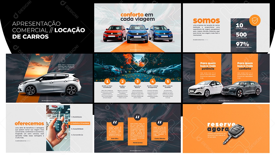 Apresentação Comercial Locação de Carros Social Media PSD Editável