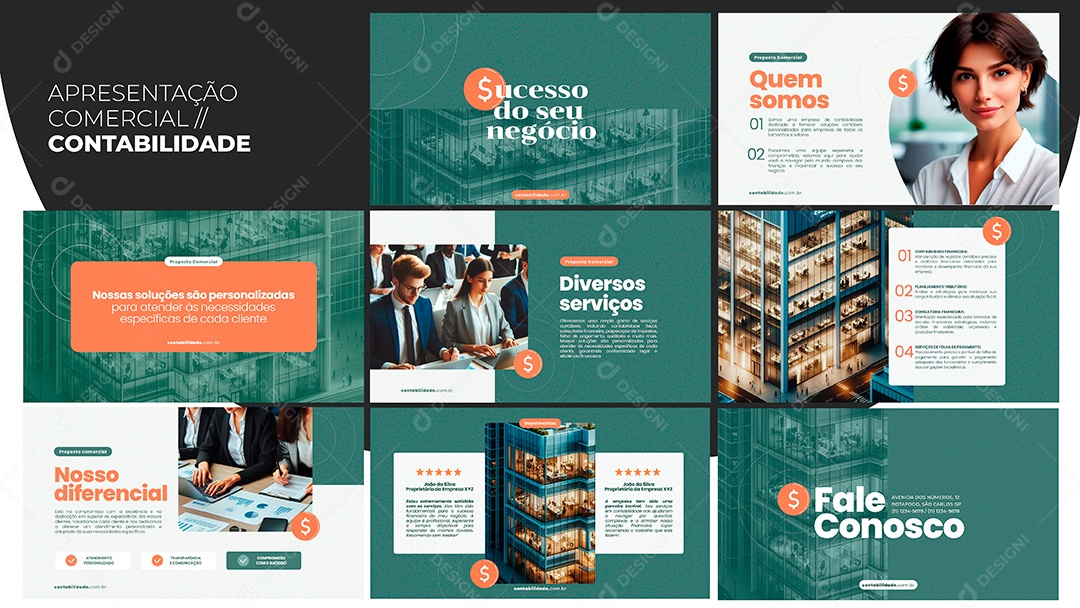 Apresentação Comercial Contabilidade Social Media PSD Editável