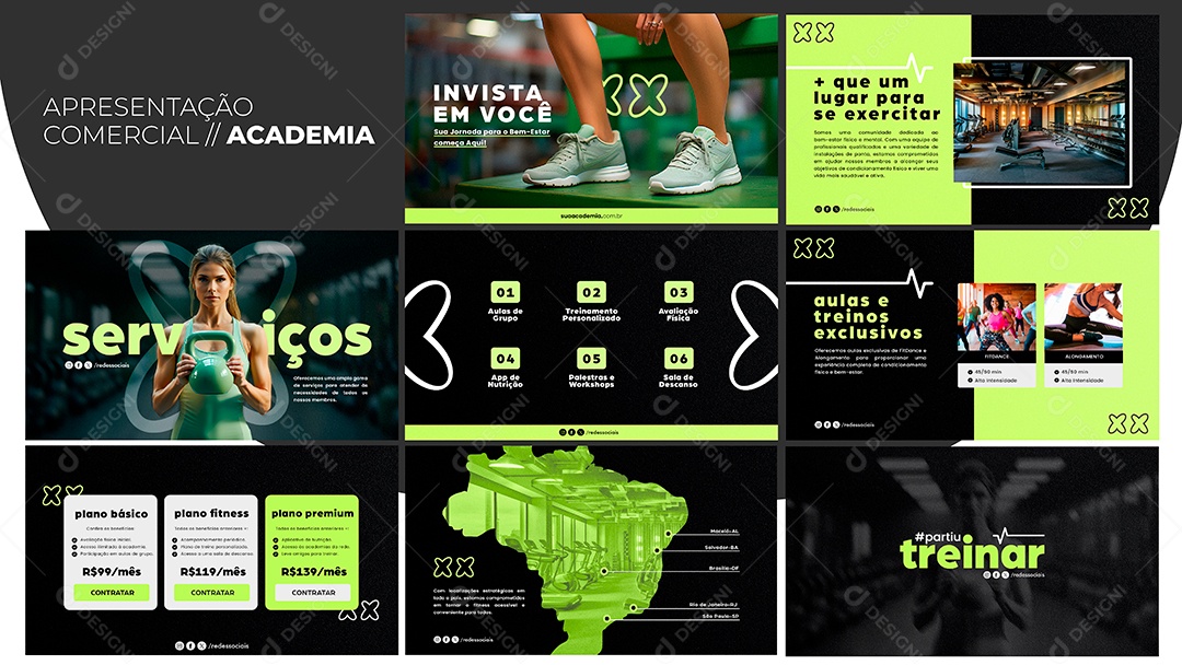 Apresentação Comercial Academia Social Media PSD Editável