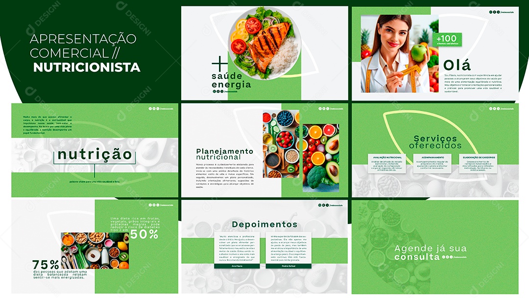 Apresentação Comercial Nutricionista Social Media PSD Editável