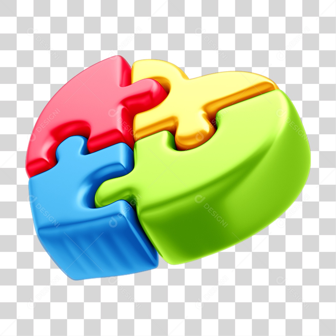 Coração em Quebra Cabeça Colorido Autismo Campanha Abril Azul PNG Transparente