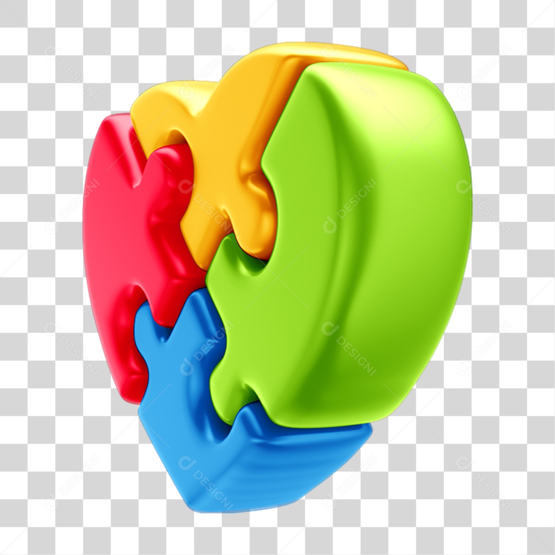 Coração em Quebra Cabeça Colorido Autismo Campanha Abril Azul PNG Transparente