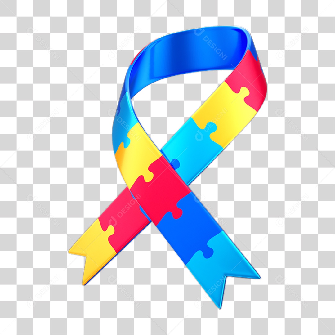 Fita Laço Quebra Cabeça Colorido Campanha Abril Azul Autismo PNG Transparente