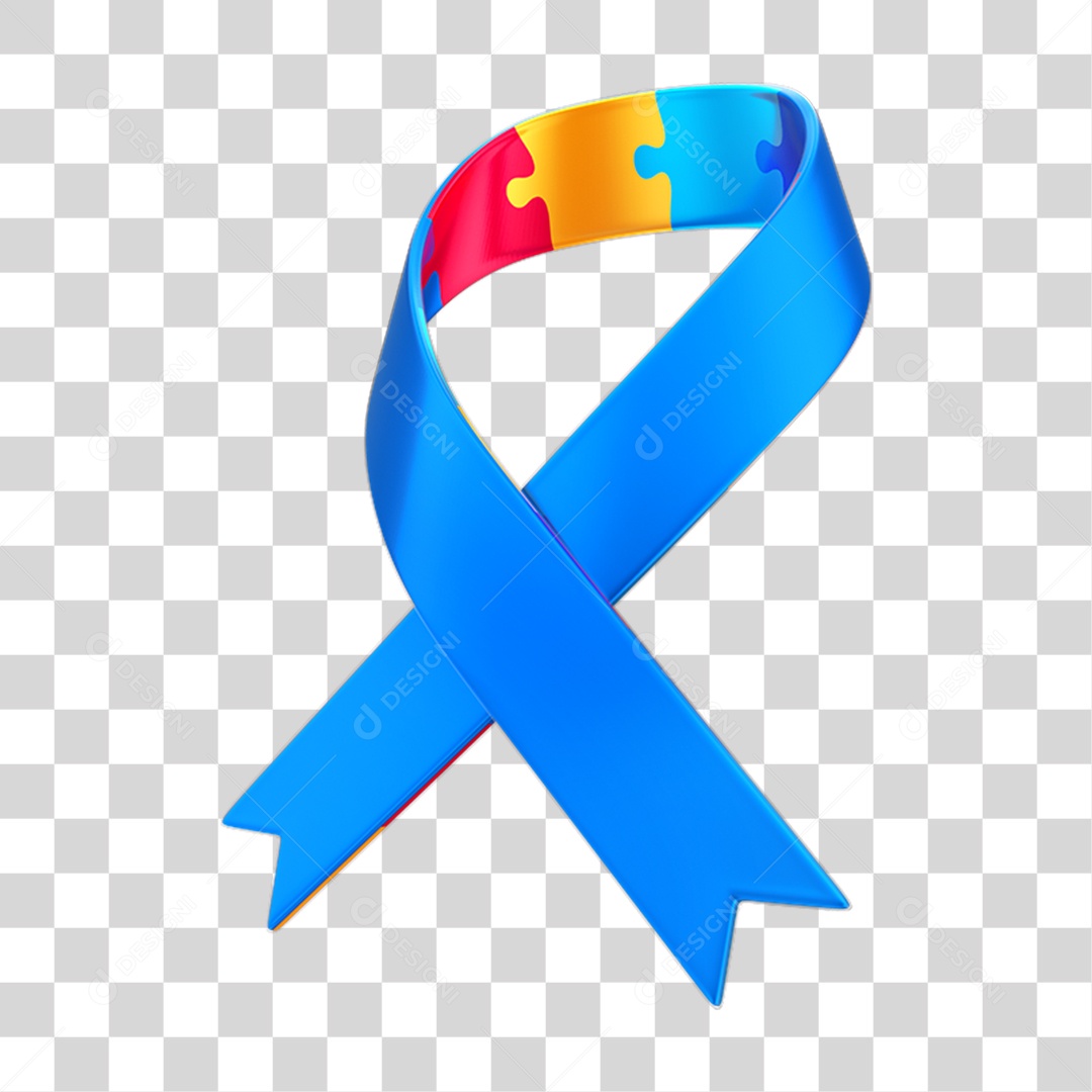 Fita Laço Quebra Cabeça Colorido Campanha Abril Azul Autismo PNG Transparente