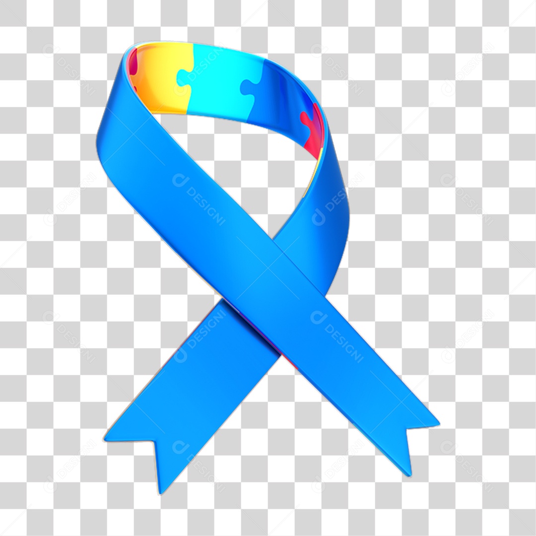 Fita Laço Quebra Cabeça Colorido Campanha Abril Azul Autismo PNG Transparente