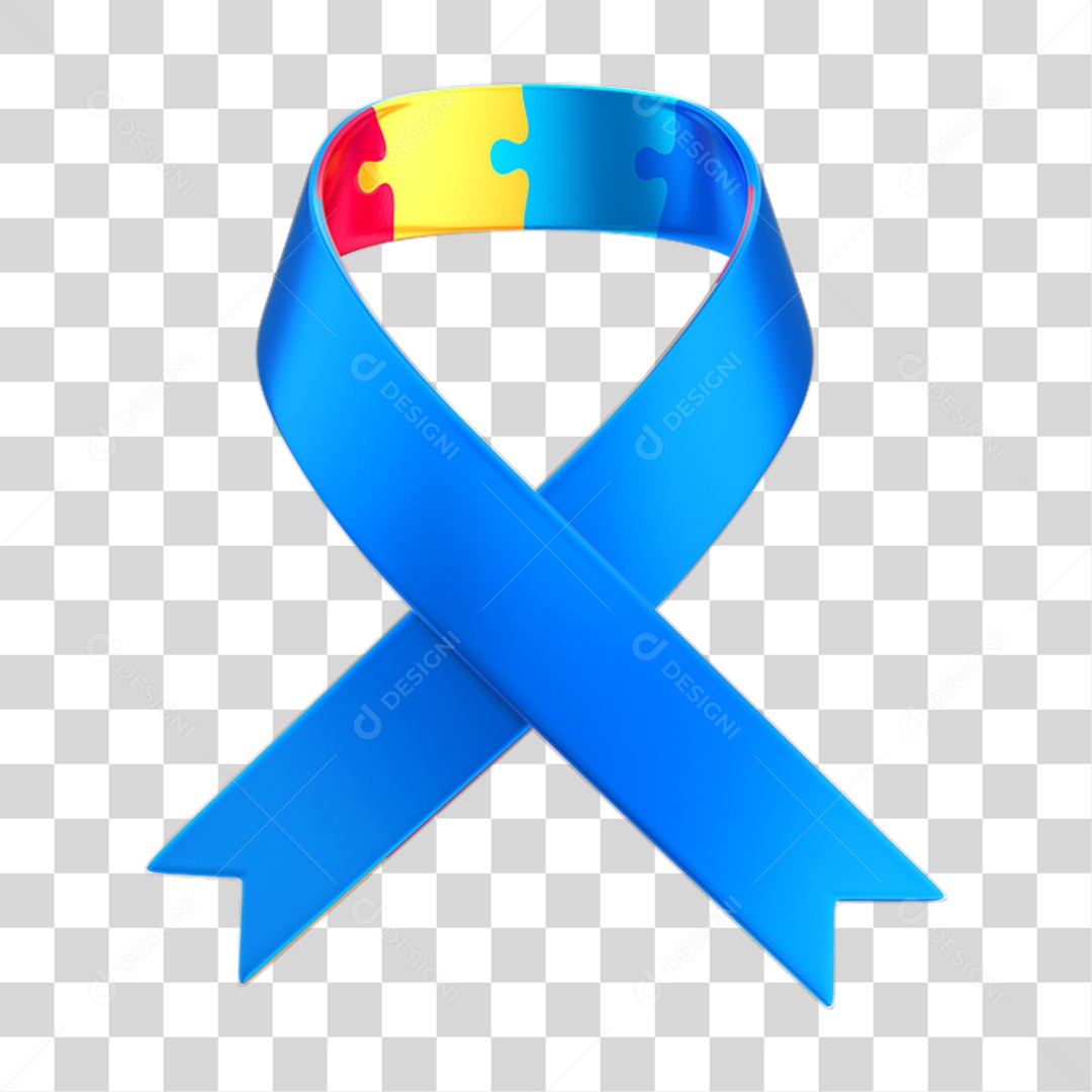 Fita Laço Quebra Cabeça Colorido Campanha Abril Azul Autismo PNG Transparente
