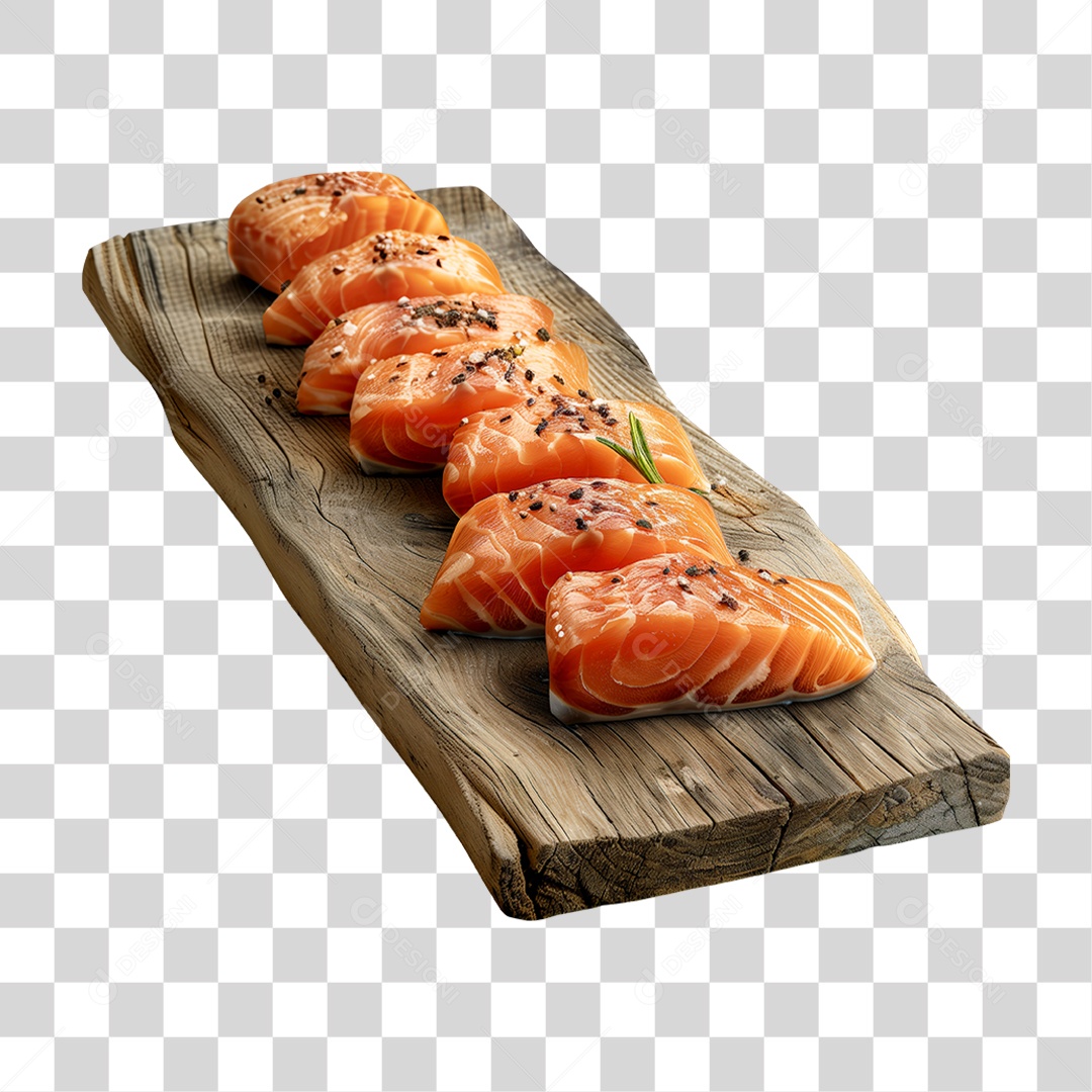 Salmão Tábua Madeira Sushi PNG Transparente