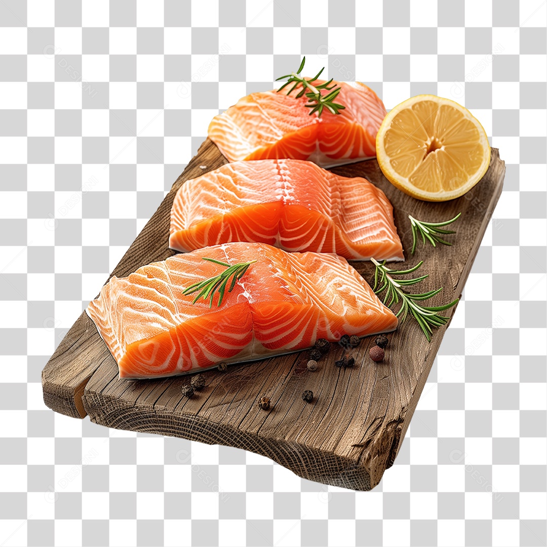 Salmão Tábua Madeira Sushi PNG Transparente